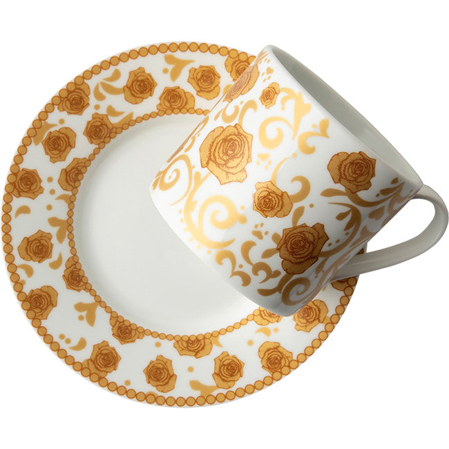 Jenna Clifford Mica Gold Cappuccino Cup & Saucer, Set Of 2