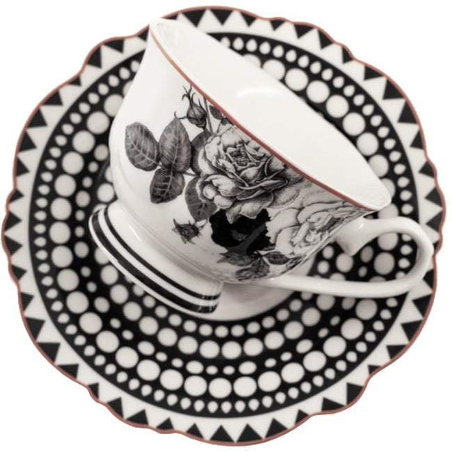 Jenna Clifford Black Rose Cup & Saucer