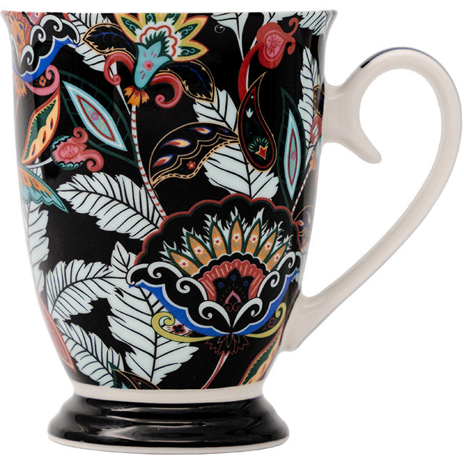 Jenna Clifford Floral On Bold Black Footed Mug