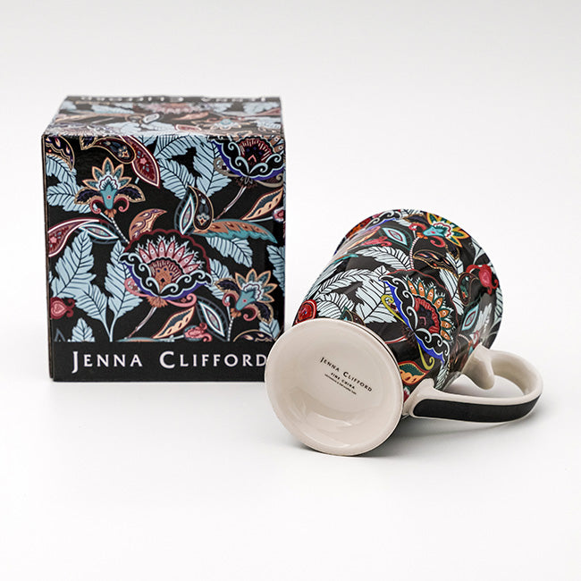 Jenna Clifford Floral On Bold Black Footed Mug