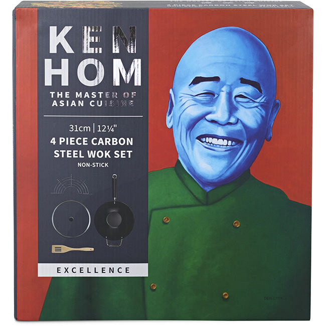 Ken Hom Excellence Non-Stick Carbon Steel Wok Set
