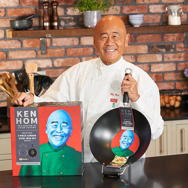 Ken Hom Excellence Non-Stick Carbon Steel Wok Set