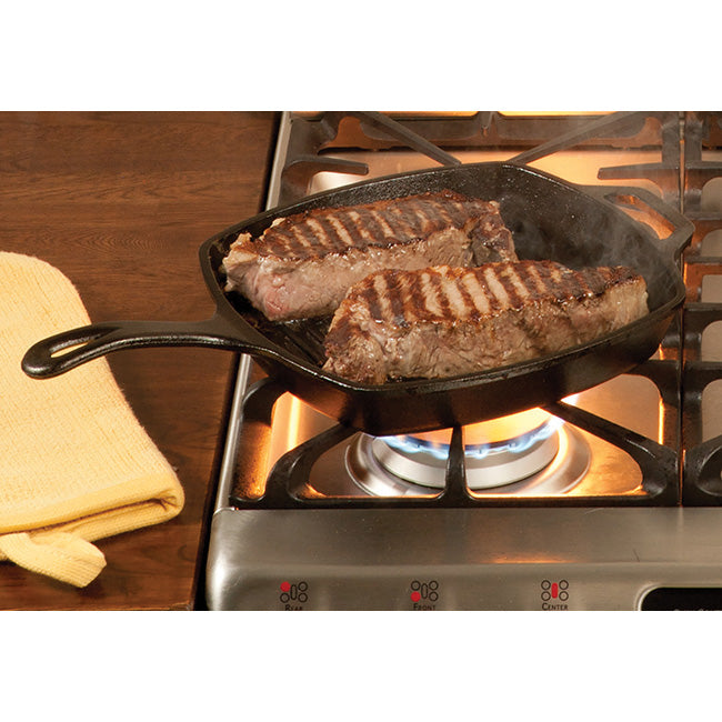 Lodge Seasoned Cast Iron Square Grill Pan, 26cm
