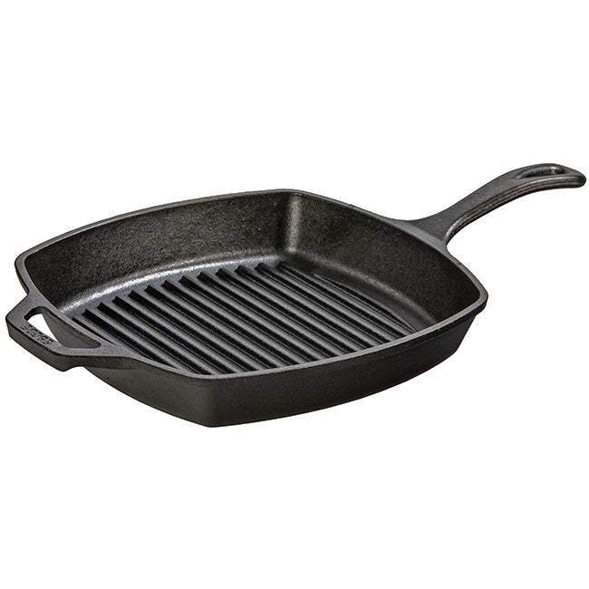 Lodge Seasoned Cast Iron Square Grill Pan, 26cm
