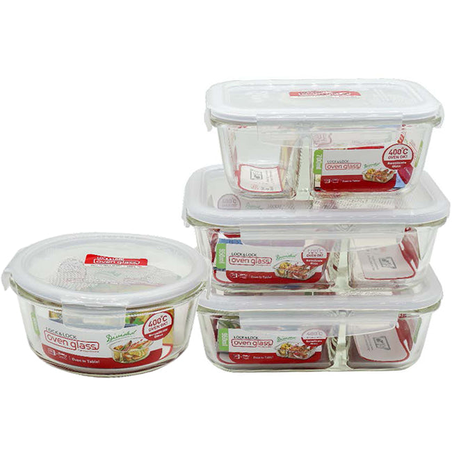 LocknLock Euro Glass Storage Container Set, 4pc