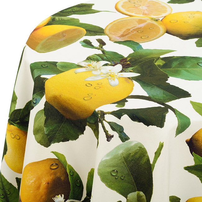 DSA Linen Botanica Lemons Round Tablecloth, 4 Seater