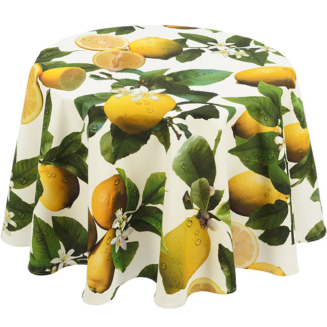 DSA Linen Botanica Lemons Round Tablecloth, 4 Seater