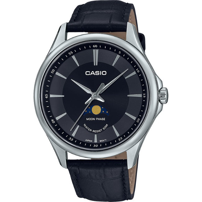 Casio Standard Men's 50m Moon Phase Analogue Wrist Watch, MTP-M100L-1AVDF