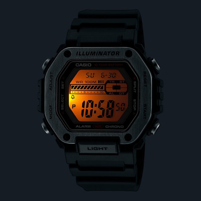 Casio Standard Men's 100m Digital Wrist Watch, MWD-110H-1AVDF