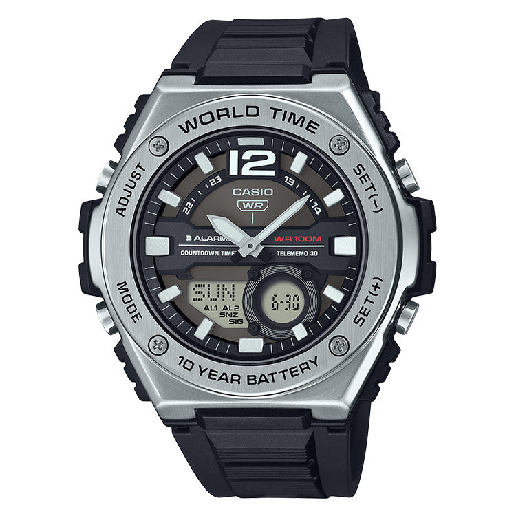 Casio Standard Men's 100m World Time AnaDigi Wrist Watch, MQW-100