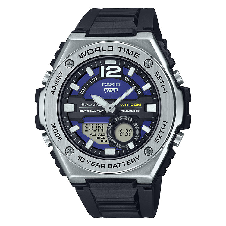 Casio Standard Men's 100m World Time AnaDigi Wrist Watch, MQW-100