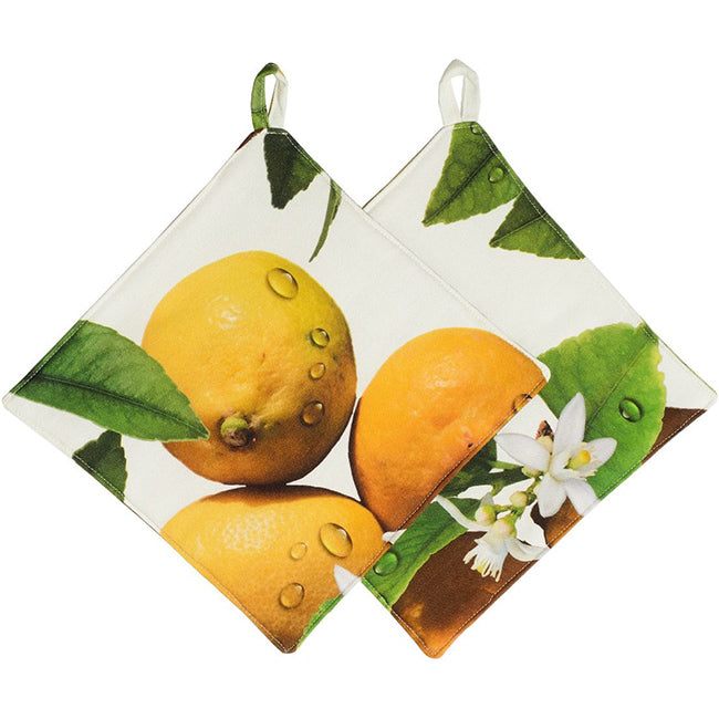 DSA Linen Botanica Lemons Pot Holders, Set Of 2