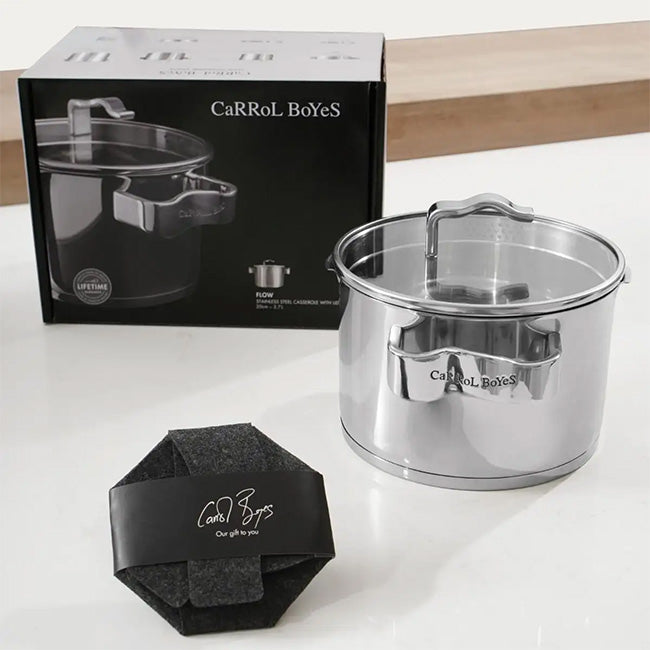 Carrol Boyes 20cm Stainless Steel Casserole Pot, Flow, 7L