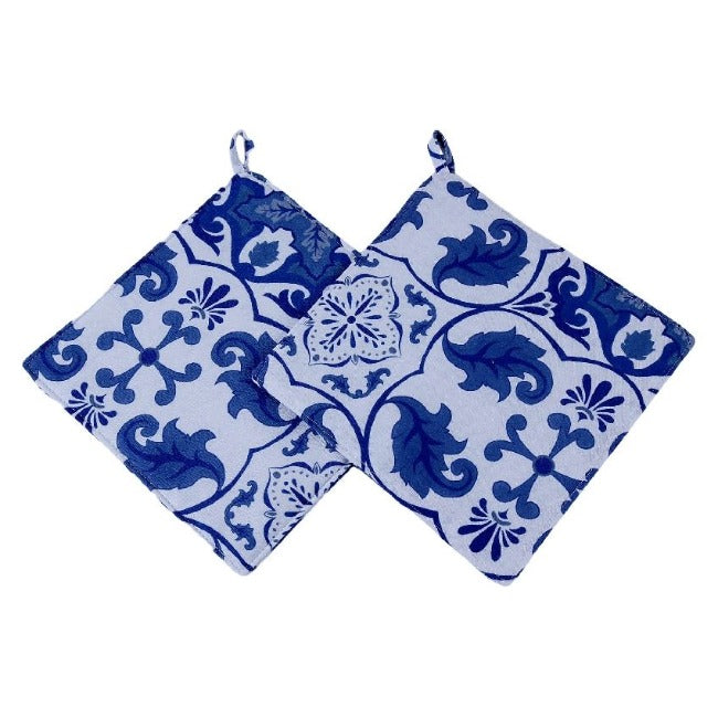 DSA Linen Robyn Valerie Cape Blue Pot Holders, Set Of 2