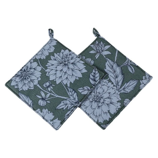 DSA Linen Robyn Valerie Amazon Dahlia Pot Holders, Set Of 2