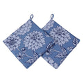 DSA Linen Robyn Valerie Blue Dahlia Pot Holders, Set Of 2