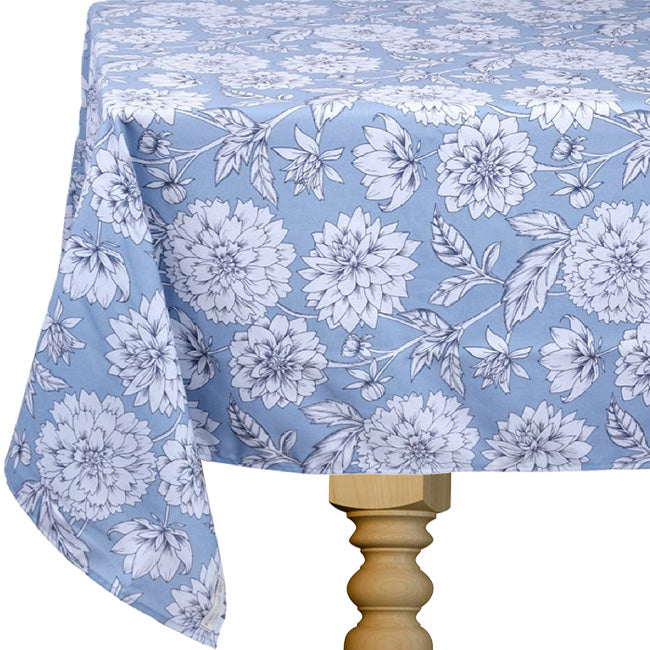 DSA Linen Robyn Valerie Blue Dahlia Rectangular Tablecloth