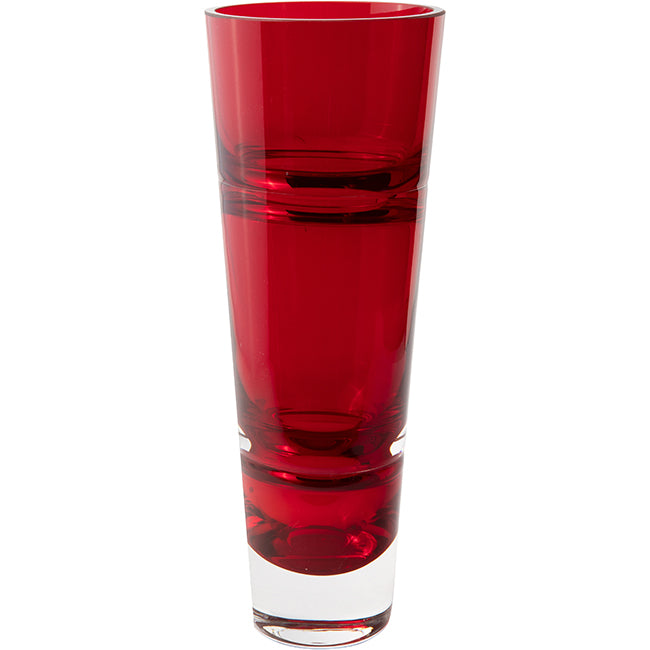 Krosno Deep Red Glass Vase, Lines, 34cm