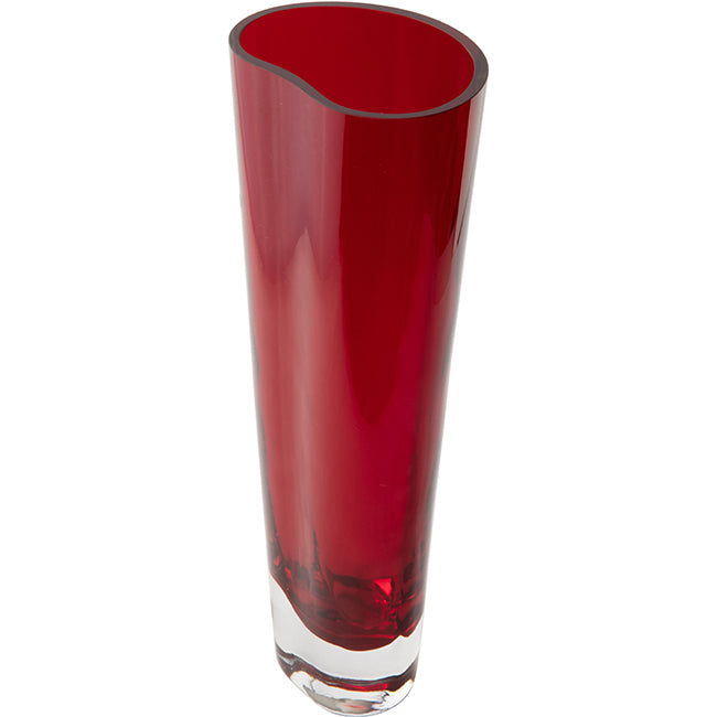 Krosno Red Oval Glass Vase, 38cm