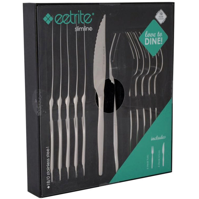 Eetrite Slimline Steak Knife & Fork Set, 12pc