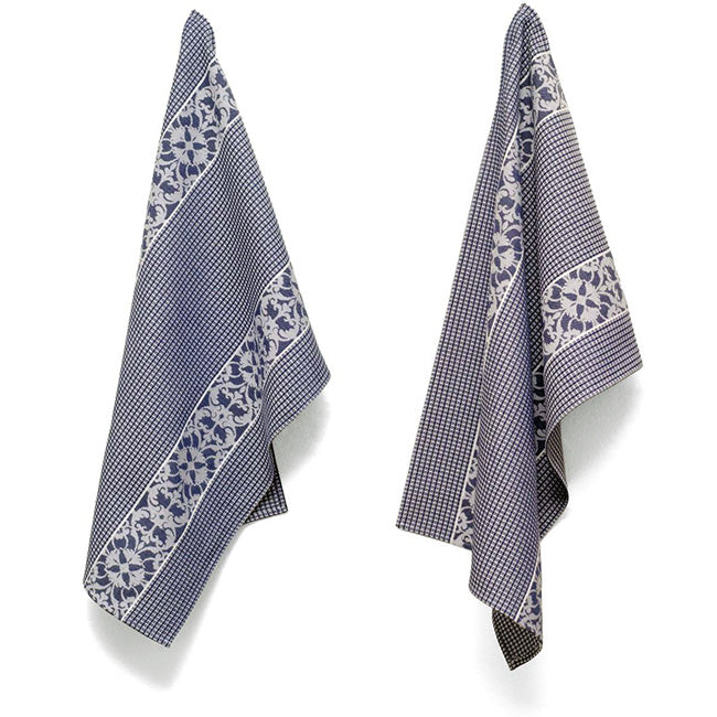 DSA Linen Designer Damask Waffle Weave Tea Towels, Set of 2
