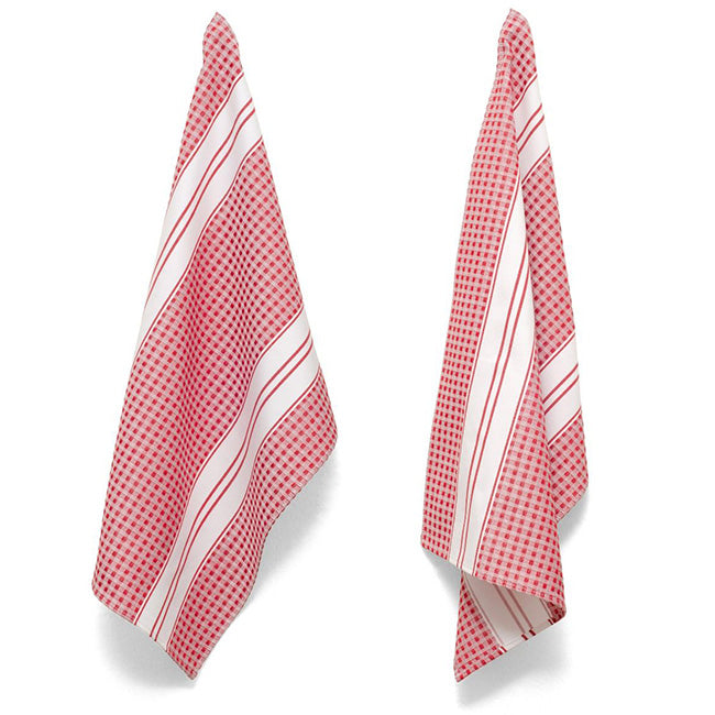 DSA Linen Designer Stripe Waffle Weave Tea Towels, Set of 2
