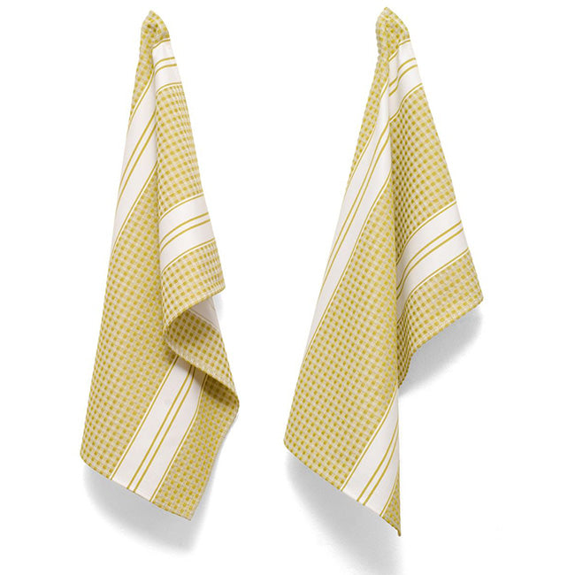 DSA Linen Designer Stripe Waffle Weave Tea Towels, Set of 2