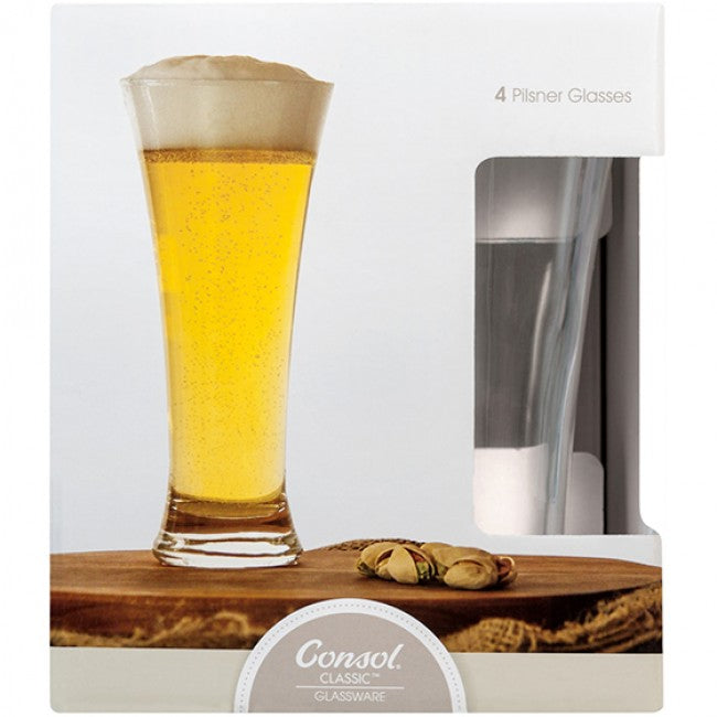 Consol Berlin 320ml Pilsener Beer Glasses, Set Of 4