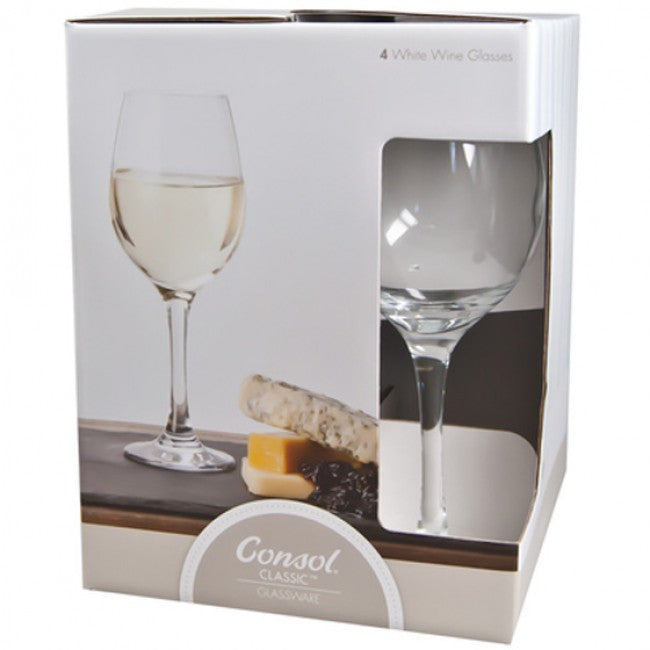 Consol Lyon Set Of 4 White Wine Glasses, 385ml