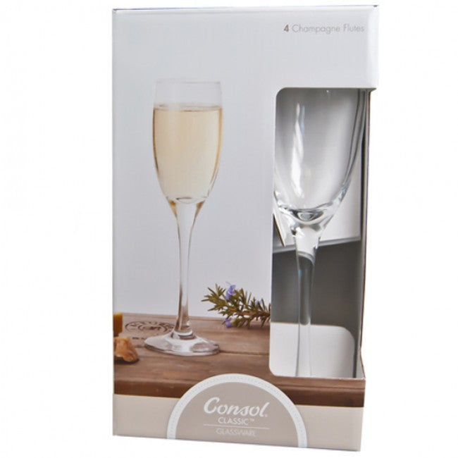 Consol Lyon Set Of 4 Champagne Flutes, 180ml