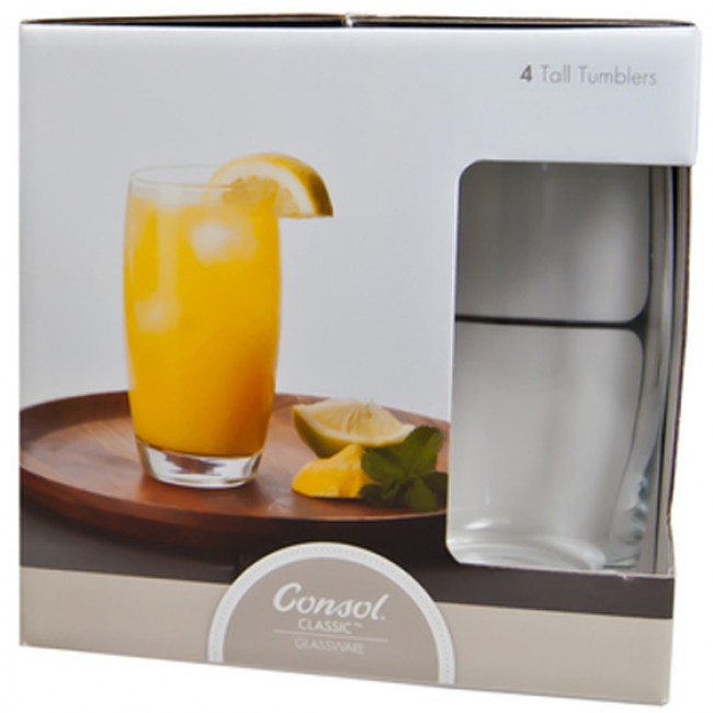 Consol Glasgow Set Of 4 Hiball Glasses, 400ml
