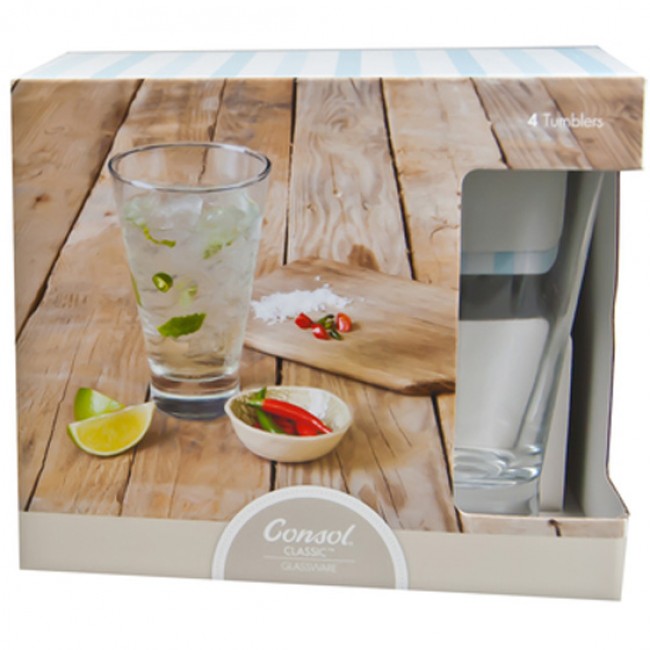 Consol Seville Set Of 4 Hiball Tumblers, 400ml