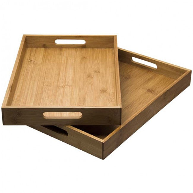 Regent Bamboo Trays With Handles, Set Of 2