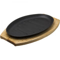 Regent Cast Iron Steak Platter On Wooden Board, 27cm
