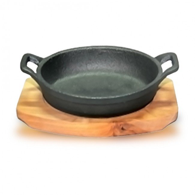 Regent Oval Cast Iron Casserole On Wooden Board, 17.5cm