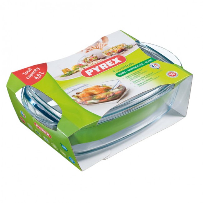 Pyrex Essentials Rectangular Casserole Dish With Lid, 4.6L