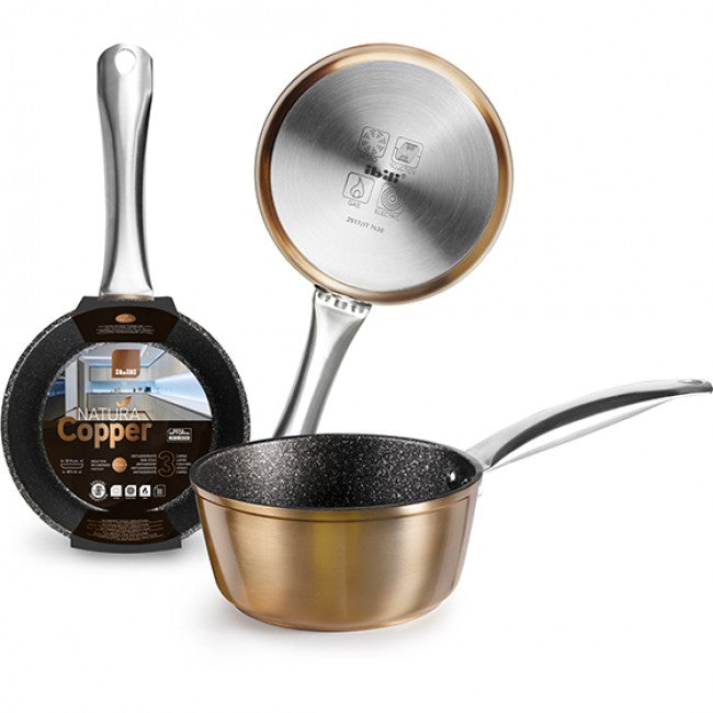 Ibili Natura Copper Non-Stick Saucepan, 16cm