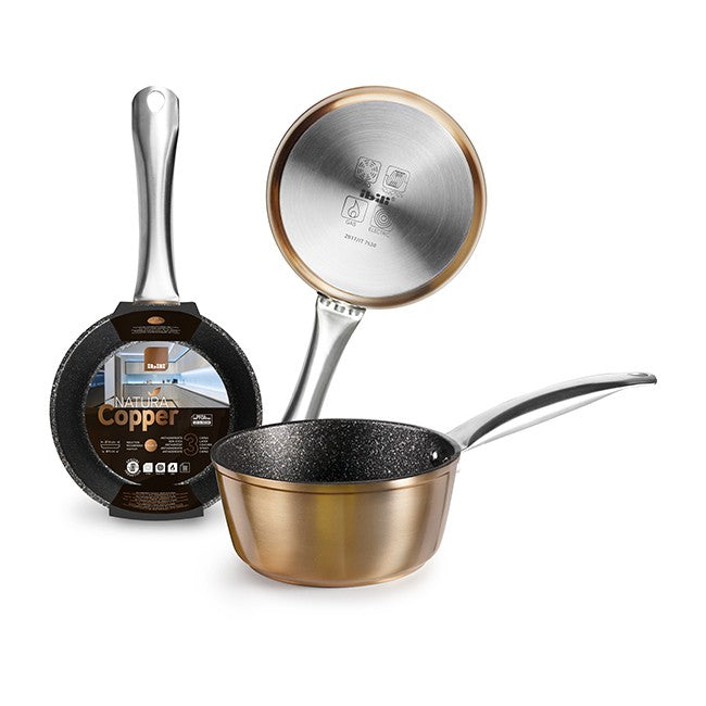 Ibili Natura Copper Non-Stick Saucepan, 16cm