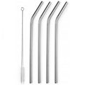 Ibili Kitchen Aids Stainless Steel Straws & Cleaning Brush, Set of 4