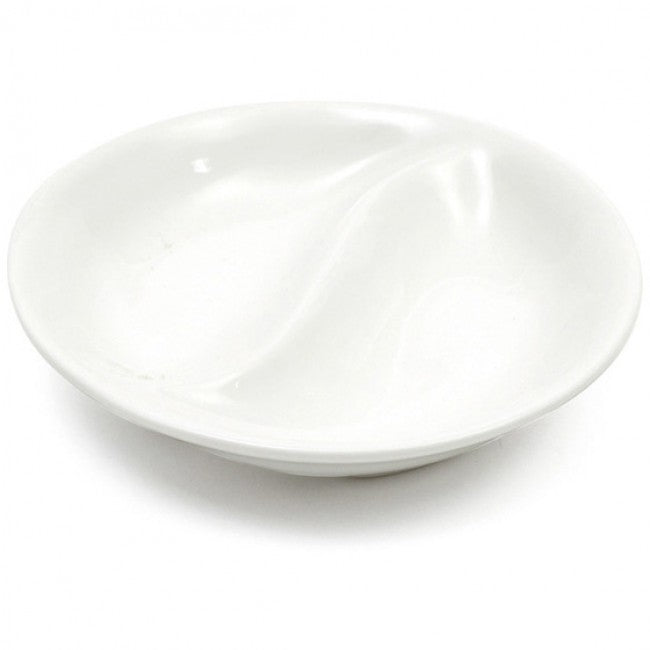 White Basics Round Divided Sauce Bowl, 10cm