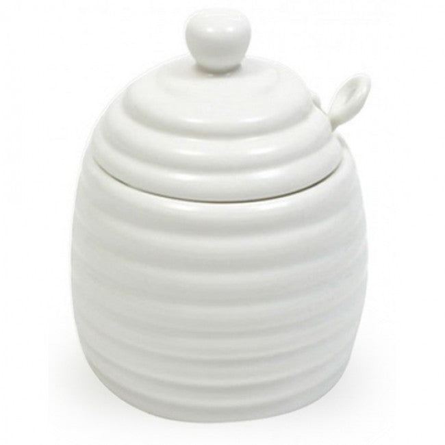 White Basics Honey Pot With Spoon