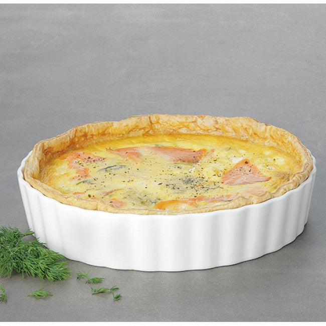 Maxwell & Williams Epicurious Fluted Deep Quiche Dish, White, 25cm