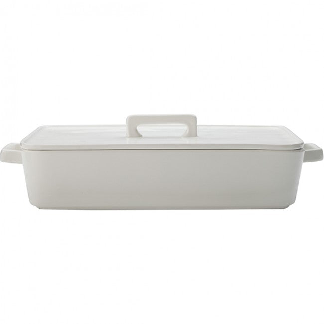 Maxwell & Williams Epicurious Rectangular Baker With Lid, 32cm - White