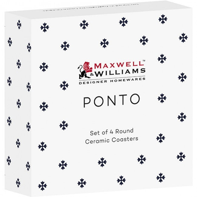 Maxwell & Williams Ponto Round Ceramic Coasters, Set Of 4