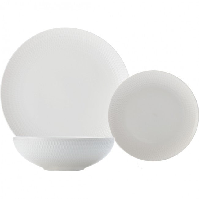 Maxwell & Williams White Basics Diamonds Coupe Dinner Set, 12pc