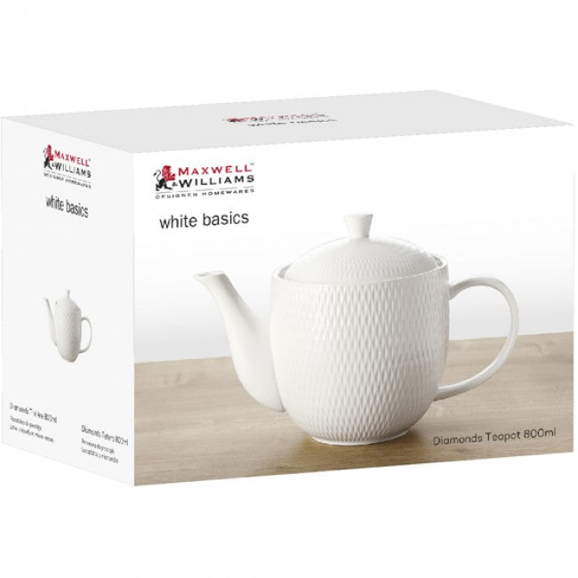 Maxwell & Williams White Basics Diamonds Teapot, 800ml