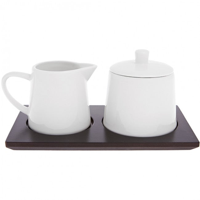 Eetrite Just White Sugar & Creamer Set On Tray