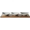 Eetrite Just White 3 Mini Dishes On Acacia Serving Tray