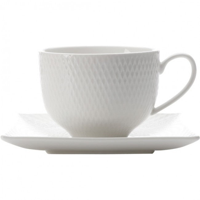 Maxwell & Williams White Basics Diamonds Cup & Square Saucer