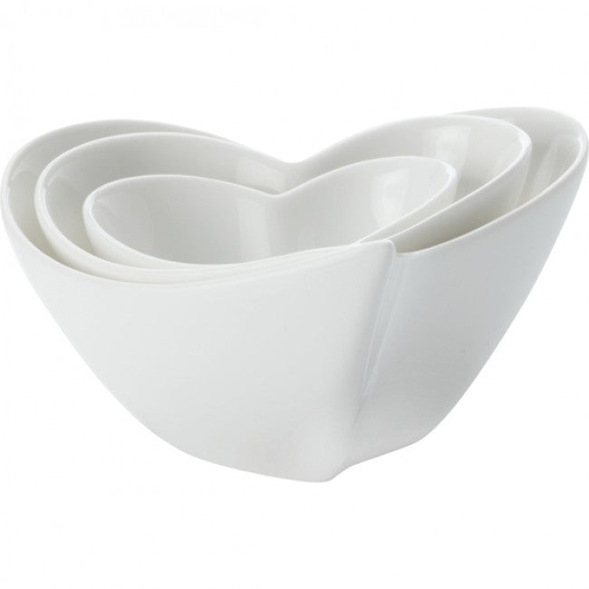 White Basics Heart Sauce & Dip Set, Set Of 3